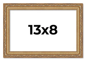 13x8 Frame Gold Solid Wood Picture Frame Width 1.25 Inches, Interior Frame Dept - Picture 1 of 9