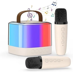 Mini Karaoke Lautsprecher Spielzeug - mit 2 kabellosen Mikrofonen - mit LED-Leuchten - Bild 1 von 7