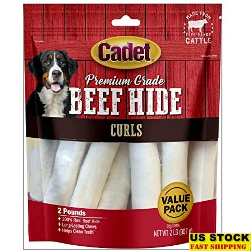 Natural Rawhide Curls Chew Treats Dogs 2lb Dental Health Entertainment New - Image 1 of 4