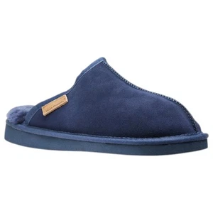 Mens Hush Puppies Loch Slippers Warm Winter Slip On Navy Suede Shoes - Picture 1 of 8