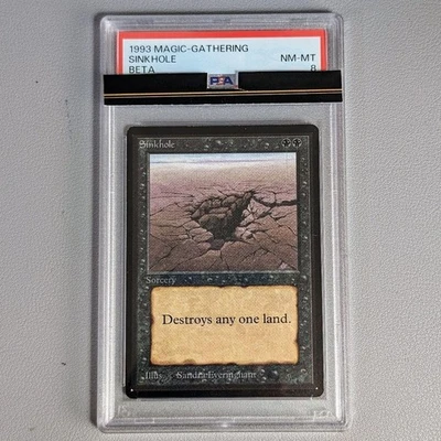 MTG Sinkhole PSA 8 Beta 1993 English Rare Sorcery Black Border Vintage NM - Image 1 of 2