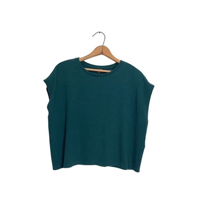 Eileen Fisher Ribbed Knit Boxy Top Sleeveless Dark Green Size S/P - Image 1 of 4