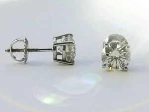 1.00 Carat G Color VS1 Clarity Lab Grown Diamond Stud Earrings 14K Gold - Picture 1 of 7