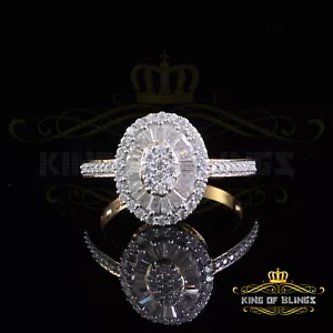Ovaler Damenring 925 Sterlingsilber gelb 1,0 kt VVS D Baguette Moissanit Größe 7 - Bild 1 von 12
