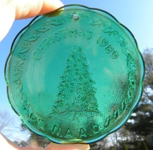 Nat. Assoc. von Avon Sammlern, N.A.A.C. Sonnenfänger Weihnachten 1989 grün Glas - Bild 1 von 4