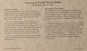 Historic Stamps of America Postal Envelope Veterans of WWII 3 cent Washington - Picture 1 of 3