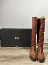 Frye Vanessa OTK Shearling Western Fashion Leather BOOTS Cognac 3470959 Sz 9