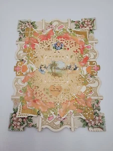 Biglietto San Valentino Whitney Made Edoardiano Die Cut 1921 Rose Strate Cherubino Rosso - Foto 1 di 7