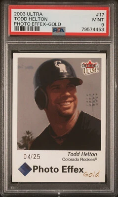 2003 FLEER ULTRA PHOTO EFFEX GOLD PARALLEL #17 TODD HELTON #/25 PSA 9 MINT POP 1 - Image 1 of 2