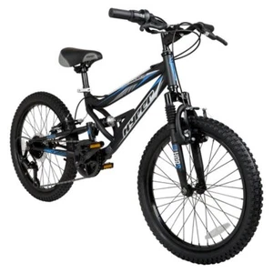 20"Steel Full-suspension Bicycles Boys Shocker Mountain Bike 7 Speeds Kids Black - Picture 1 of 10