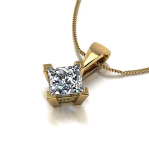 Collana Principessa Diamante 1 Carato IGI HRD Coltivato in Laboratorio Ciondolo Oro Giallo 18k - Foto 1 di 9