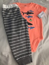 Carter’s Baby Boy’s Neon Shark Bodysuit And Pant Set 24 Months Nwt