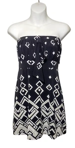 White House Black Market Tube Top Tunic Stretch Geometric Black Womens XS - Picture 1 of 7