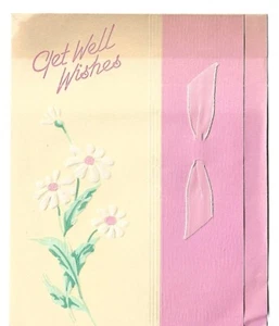 VTG GET WELL CARD approx 5 x 5.5" - White Daisies - Picture 1 of 3