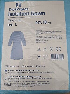 20 Isolation Gowns  2 Packs  Of 10   Protective Clothing  • 10£