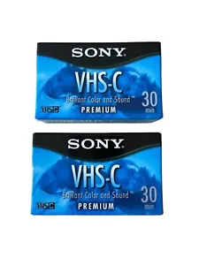 Sony VHS-C 2 Pack Video Cassette Tapes Premium Grade SP 30 Minutes NEW - Picture 1 of 3