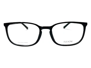 AUTHENTIC & NEW - FLEXON - EP8012 001 55/19/145 - SHINY BLACK EYEGLASSES & CASE - Picture 1 of 3