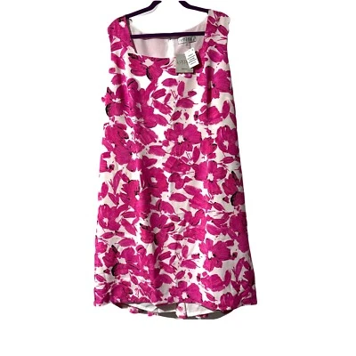 Kasper Women’s Plus Pink White Floral Dress Size 20W Sleeveless Sheath Shift NWT - Image 1 of 4