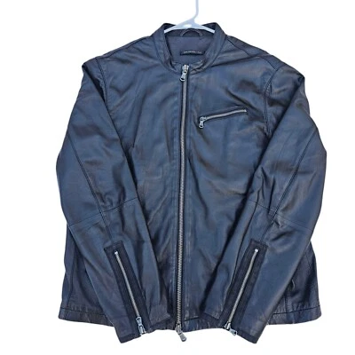 John Varvatos Black Lambskin Full Zip Bomber Motorcycle Leather Jacket Mens L - Image 1 of 4