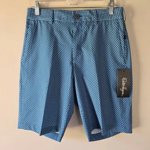 Walter Hagen Golf Shorts Flat Front Moisture Wicking Stretch Blue Pattern 32 - Picture 1 of 8