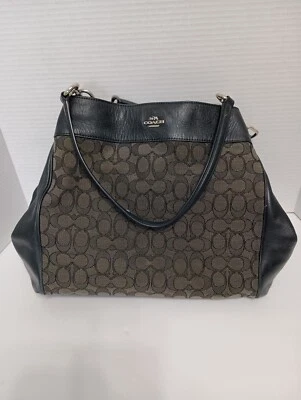 Coach Women's Lexy Shoulder Bag Monogram Canvas Leather Gray Black F27579 - Image 1 of 4