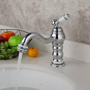 Rubinetto bagno girevole 360° beccuccio ceramica cromata maniglia singola rubinetto miscelatore lavabo - Foto 1 di 11