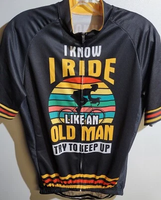 Camiseta de ciclismo para hombre "Sé que montaré como un viejo" prueba y mantente al día talla M Foto 1 de 2