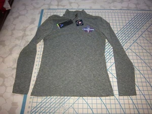WOMENS SMALL GRAY ANTIGUA TEXAS RANGERS 2023 WS CHAMPS LS ZIP COLLAR SHIRT - NWT - Picture 1 of 4