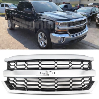 For Chevrolet Silverado 1500 LTZ 2016-18 Front Bumper Grille Upper Grill Chrome Foto 1 de 4