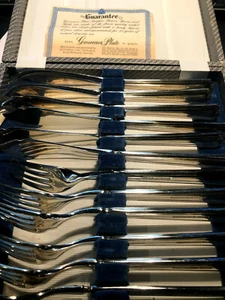 Antique GROSVENOR EPNS Silver Plated 12 pcs Set of 6 x Forks & Knives - Picture 1 of 9