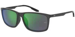 Under Armour Loudon Square Sport Sunglasses w/ Mirror Lens - Crystal Grey/Green - Picture 1 of 5