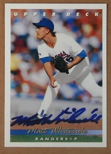AUTOGRAPHED - Matt Whiteside Upper Deck #390 Texas Rangers 1993 - Picture 1 of 2