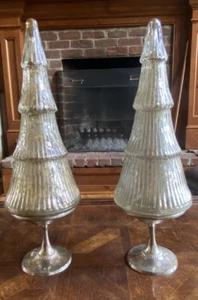 (2) GROSSE SELTENE VINTAGE DEPT 56 MERKUR GLAS BÄUME WEIHNACHTEN URLAUB - Bild 1 von 5