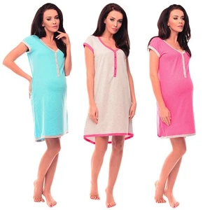 Camisón de maternidad sin purín 100 % algodón estampado de estrellas embarazo y lactancia 5038n - Imagen 1 de 11