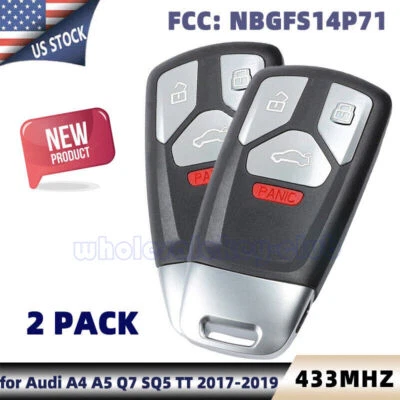 2 for Audi A4 A5 Q7 SQ5 TT 2017-2019 Smart Remote Key Fob 4M0 959 754 AK- 433MHz - Image 1 of 4