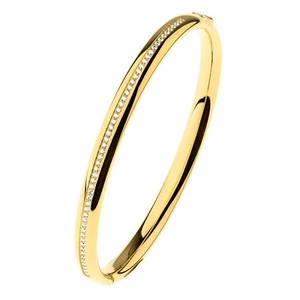 Ernstes Design Armreif aus Edelstahl vergoldet mit Zirkonia A651 Breite 6 mm - Bild 1 von 3