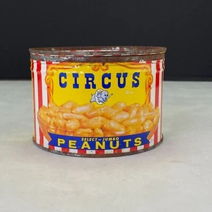 Vintage Circus Jumbo Peanuts King Size Key Wind 13oz Tin - Picture 1 of 10