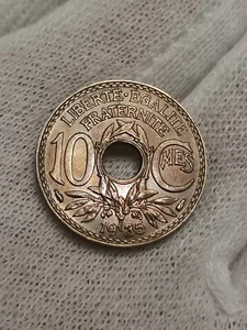 10 CENTIMES LINDAUER 1935 CUPRO-NICKEL / SUPERBE PATINE SOMBRE - Picture 1 of 2