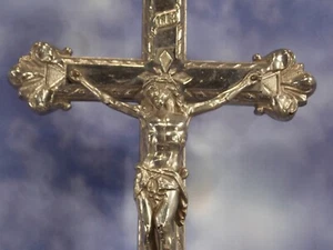 Cruz de pie antigua plata/plateada gran altar de la casa altura 41,5 cm - Imagen 1 de 6