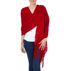 Red Mexican Shawl | Rebozo Mexicano. Made in Mexico by artisans. - Picture 1 of 2