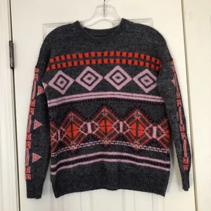 J. Crew Womens Sm Nordic Fair Isle Sweater B6163 Mohair Wool Blend Preppy Aztec - Picture 1 of 9