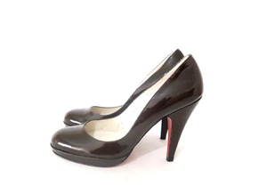 Made in Spain FaithSolo Size 8 Womens Leather Glitzy Dark Brown Platform Heels - Picture 1 of 6