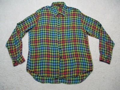 Camisa Tulliano De Colección Para Hombres XL Azul Abotonada A Cuadros Manga Larga Colorida Foto 1 de 4