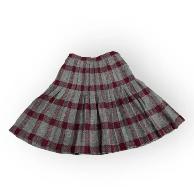 Falda Valentino Boutique Gris y Granate Mezcla Lana A Cuadros Foto 1 de 4