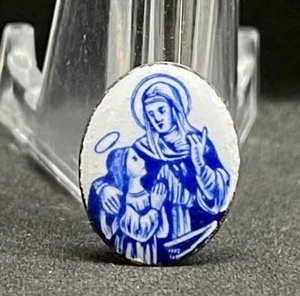 Portugal vintage Santa Ana, medalla delicada esmaltada ideal para embotellar joyas - Imagen 1 de 8