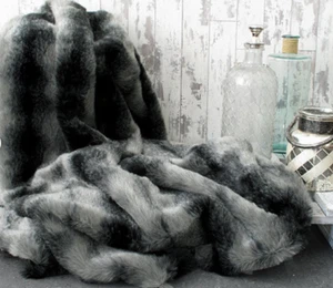 Black Wolf Faux Fur Blanket / Throw with fur on both sides. Brand new, Cost £229 - Picture 1 of 3