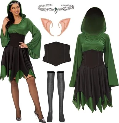 Ренессанс средневековый костюм женщин, фея костюм эльфа костюм женщин с ушами - Изображение 1 из 4