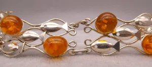 Armband Silber 835 ausgesprochen elegantes Meisterwerk Bernstein FISCHLAND - Bild 1 von 5
