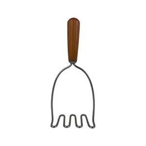 Potato Masher Amber Color Bakelite Handle Stainless Steel Made USA VINTAGE 8.75" - Picture 1 of 12