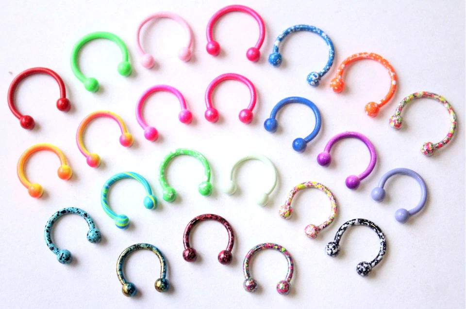 16g Bright Color Jewelry HORSESHOE ring CBB bar Helix Conch Tragus Piercing  - Image 1 of 1